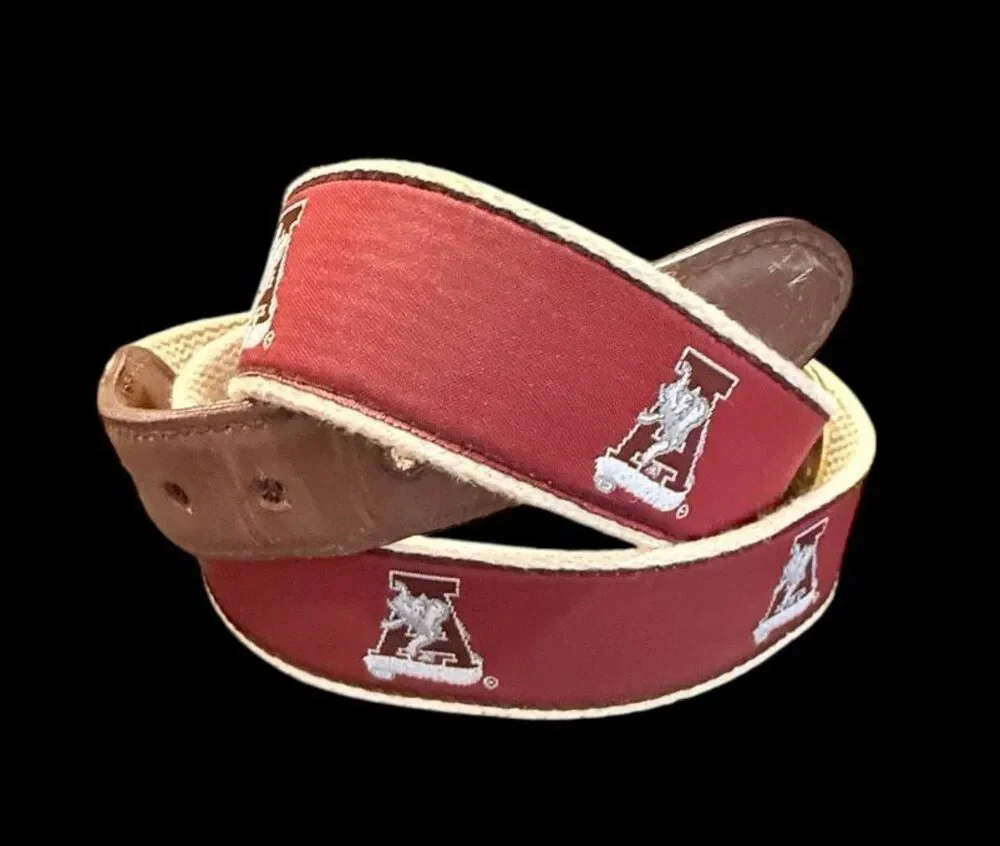 Alabama Crimson Tide Woven Ribbon Belt Brass Buckle Roll Tide Sz. 38